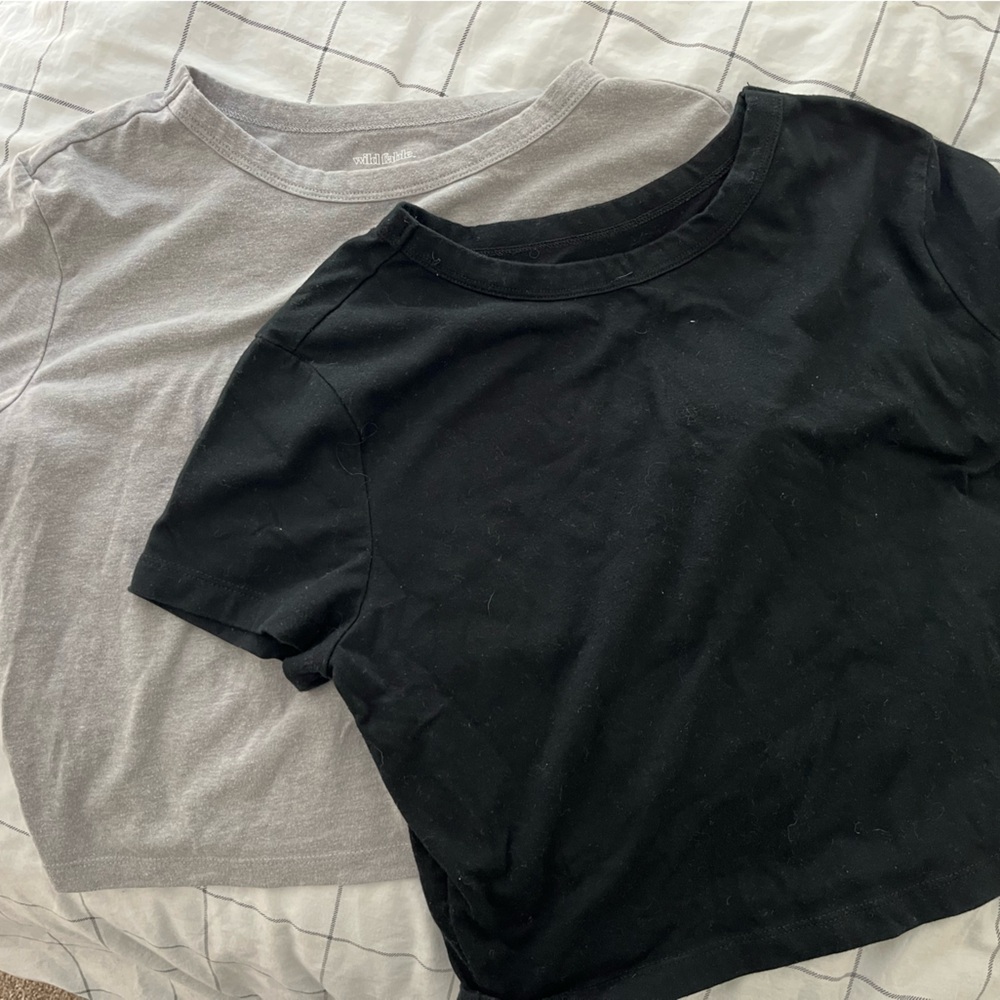 Wild Fable Black and Gray Crop T-Shirts